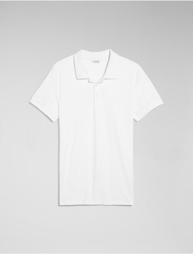 Calvin Klein Mens Slim Smooth Cotton Polo Shirt - White - XXL Product Image