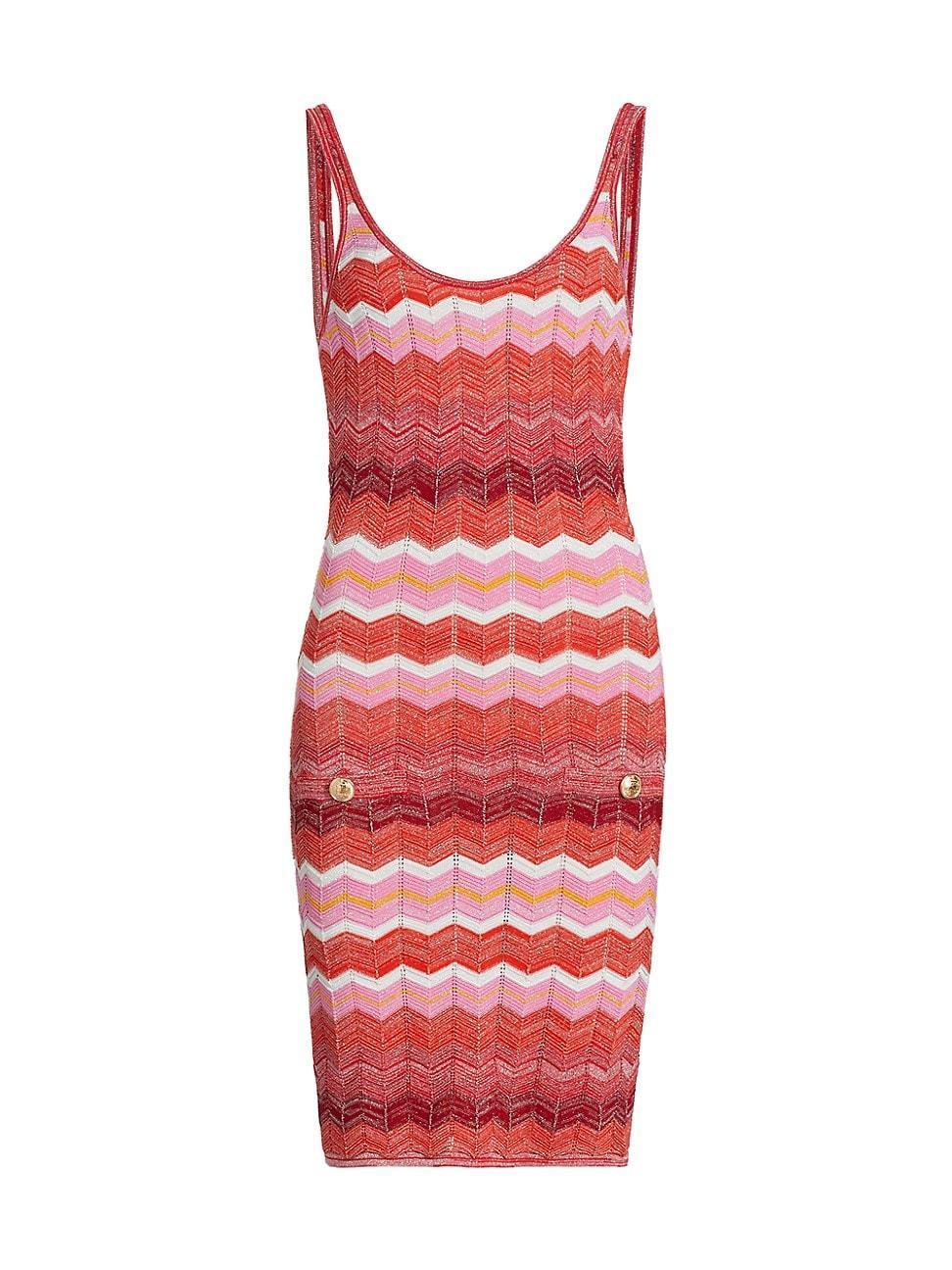 Womens Multi Metallic Zig-Zag Tank Minidress Product Image