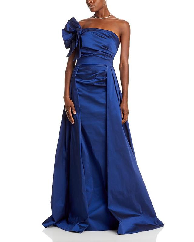 Womens Asymmetric Bow-Embellished Satin Gown Product Image