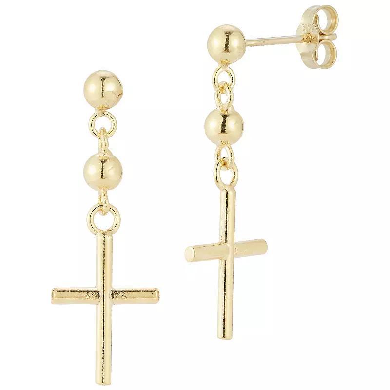 LUMINOR GOLD 14k Gold Cross Drop Earrings, Womens Product Image