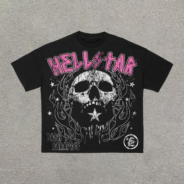 Vintage Hellstar Skull Flame Graphic Cotton Short Sleeve T-Shirt Product Image