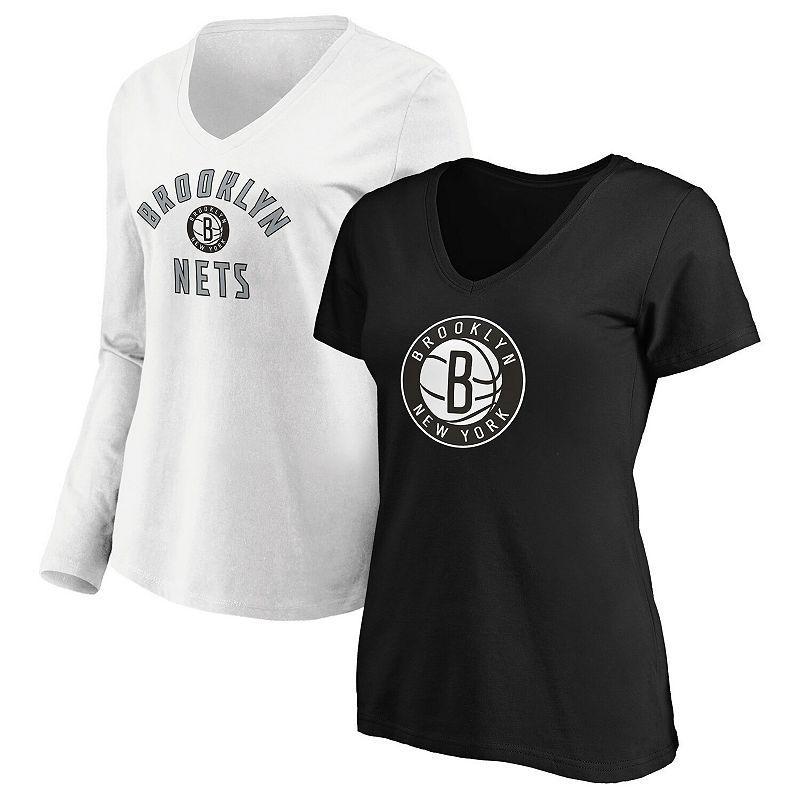 Womens Fanatics Branded /White Brooklyn Nets V-Neck T-Shirt Combo Pack Product Image