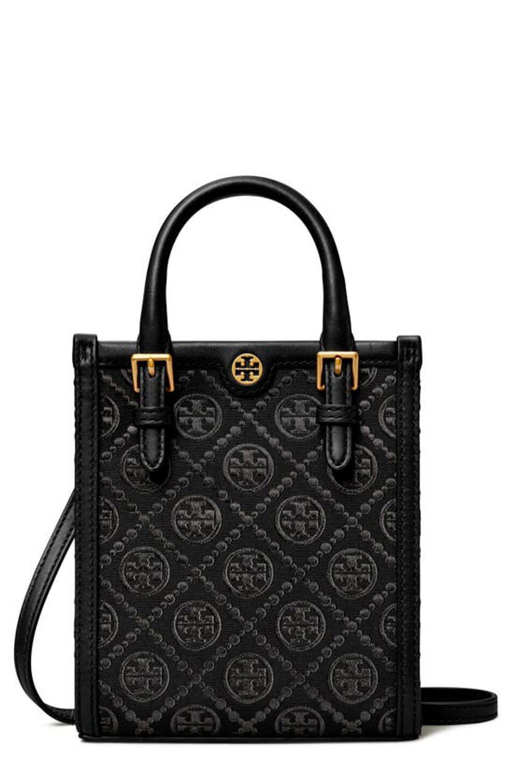 Mini T Monogram Canvas Tote Bag In Black Product Image