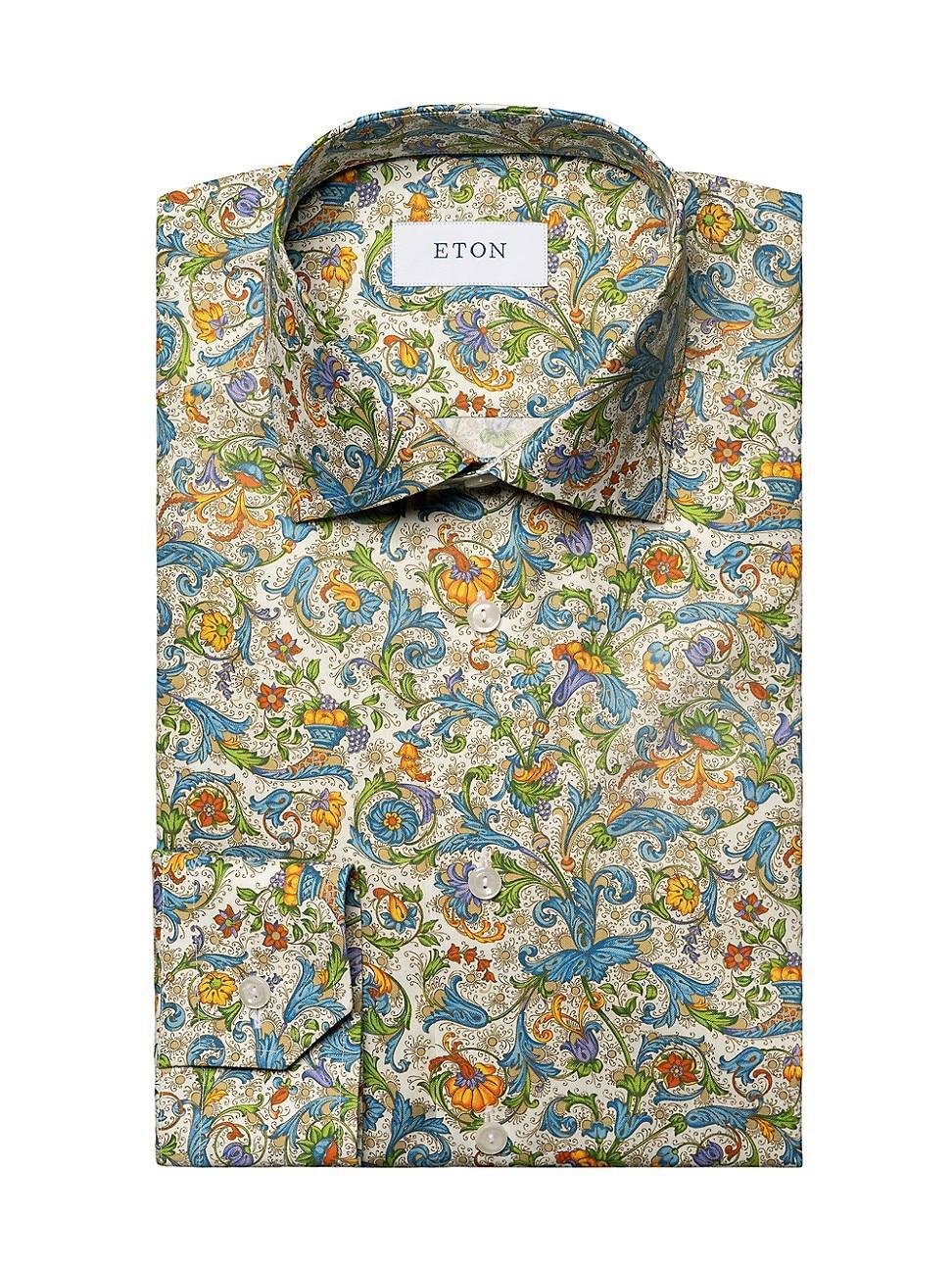 Mens Cotton Twill Floral Slim-Fit Dress Shirt Product Image