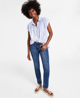 Lucky Brand Womens Dolman Popover Shirt Sweet Straight Leg Jeans Product Image