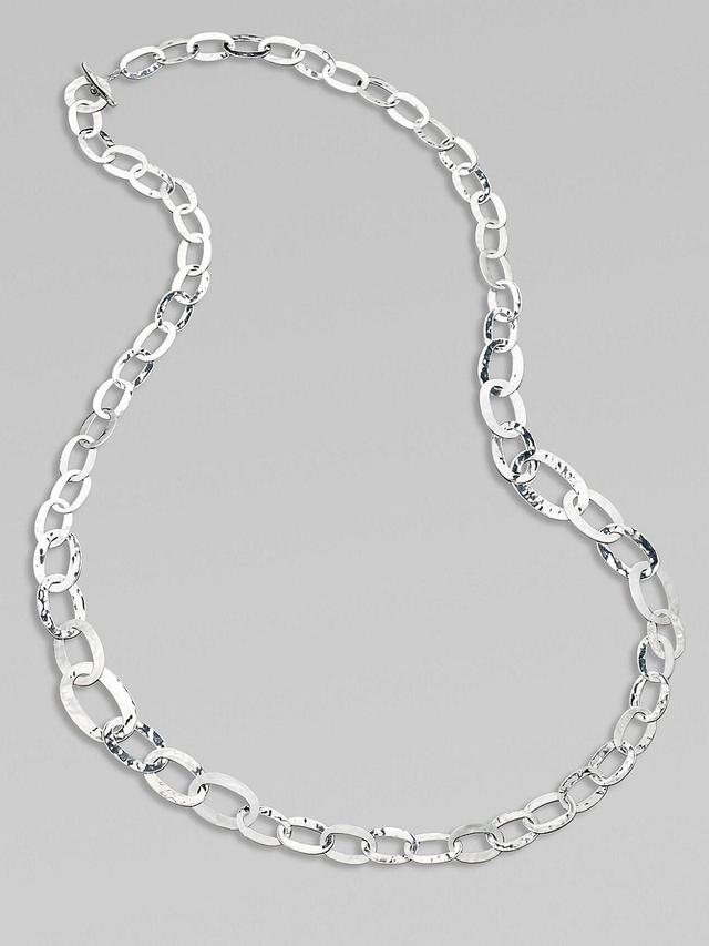 Womens Long Sterling Silver Link Necklace Product Image