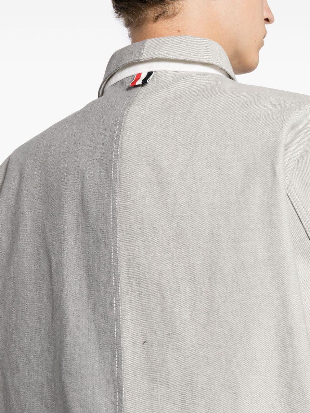 THOM BROWNE Two-tone Denim Jacket In Grey Product Image