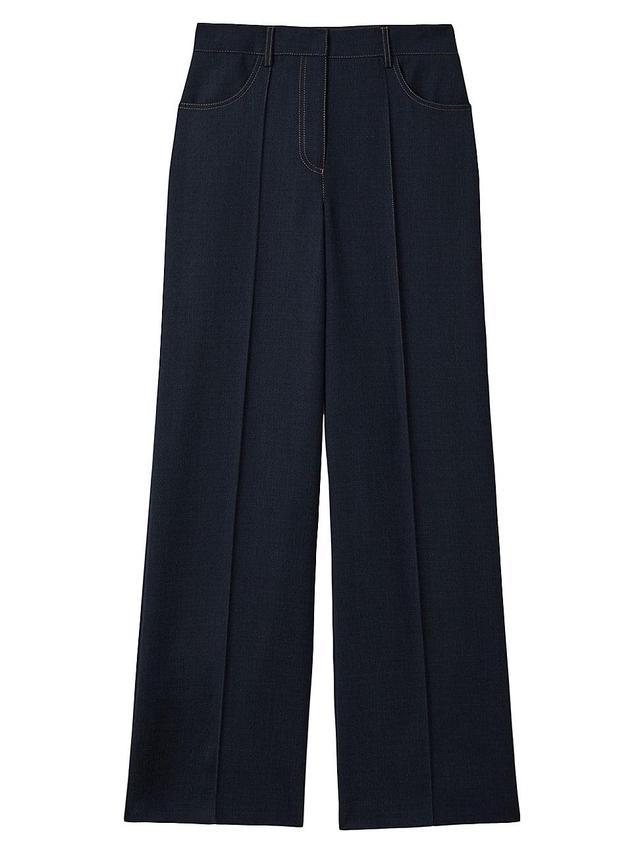 Womens Raven Wool-Blend Topstitched Trousers Product Image