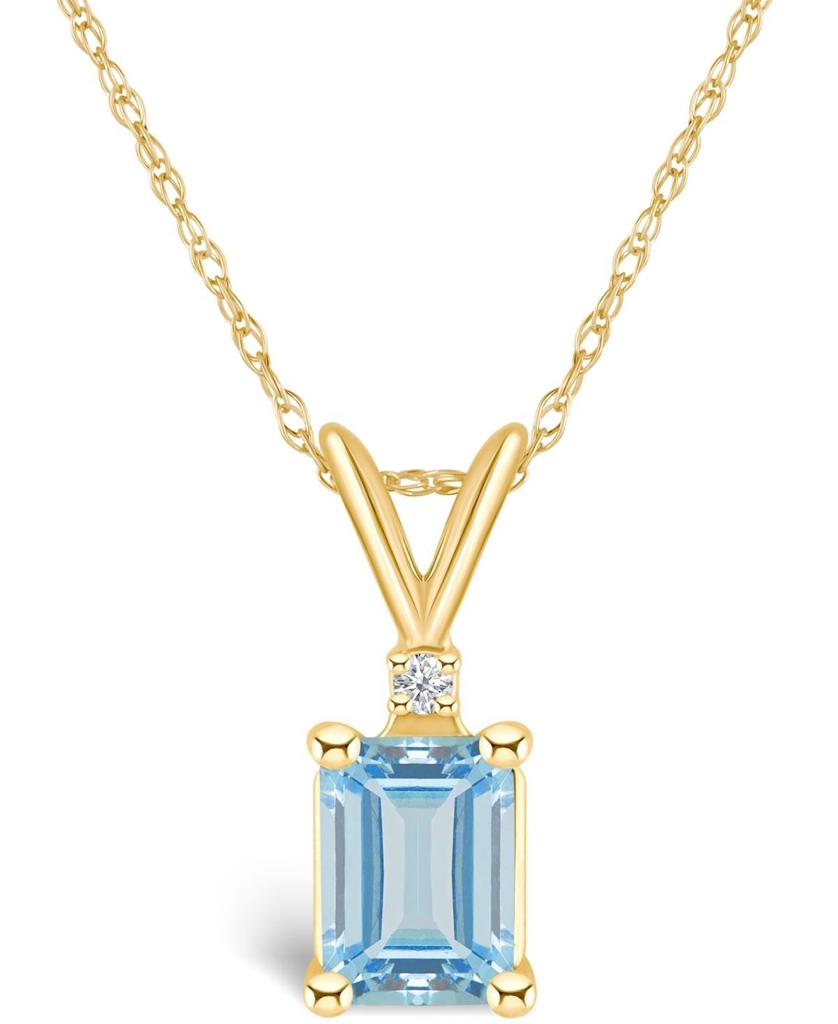 Belk & Co 14K Gold 7X5 Emerald Cut Aquamarine Diamond Accent Pendant Product Image