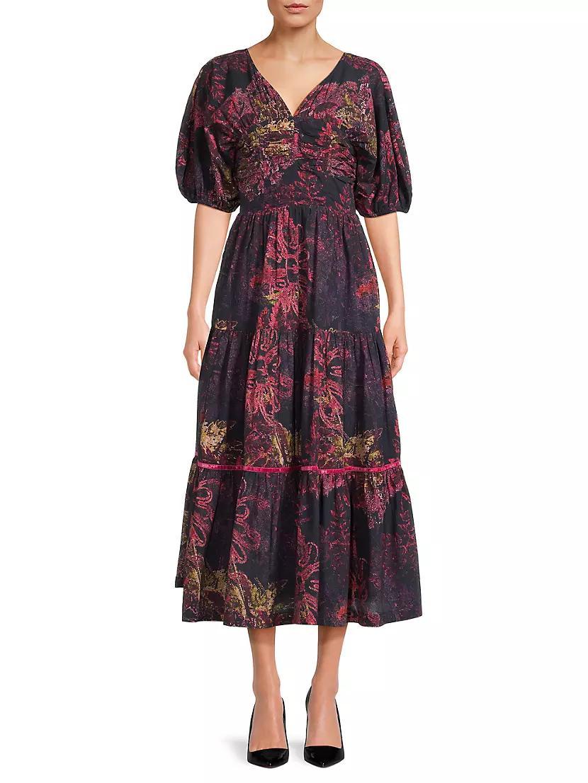 Nieves Printed Cotton Tiered Maxi Dress Product Image