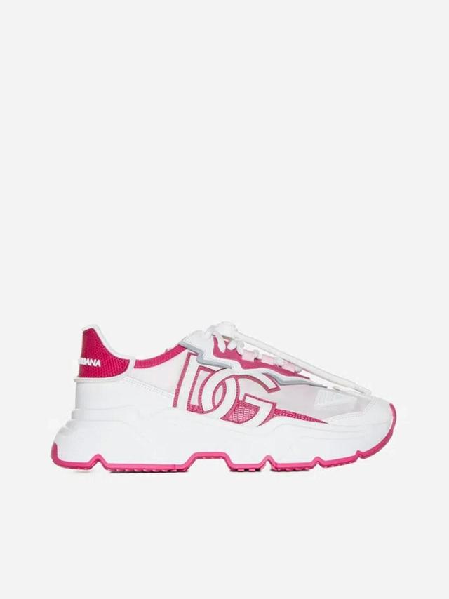 Daymaster Mix Materials Sneakers In White,pink Product Image