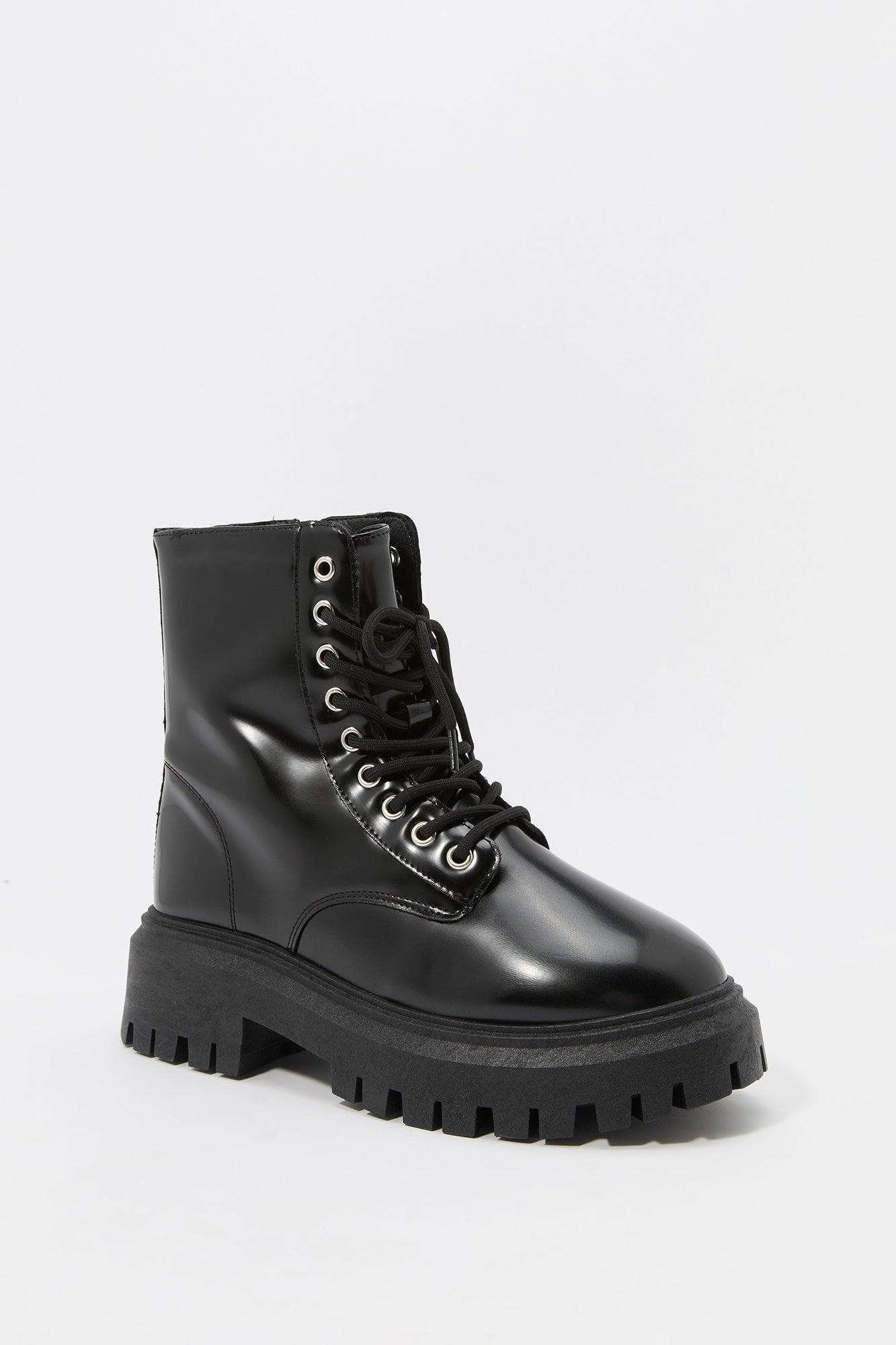 Faux Leather Platform Boot Female Product Image