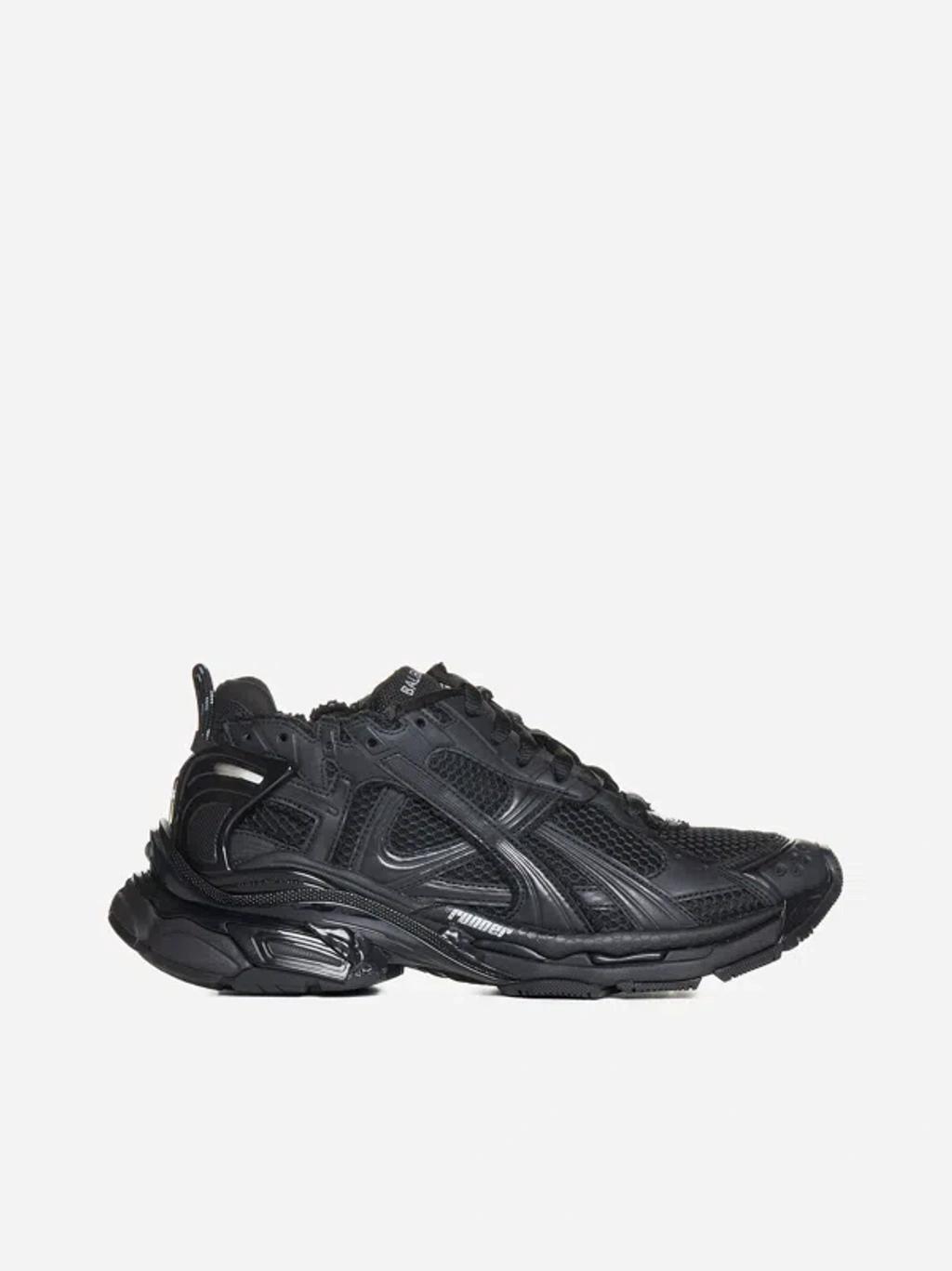 BALENCIAGA Men's Ss24 Mesh And Nylon Runner Sneakers In Black Product Image