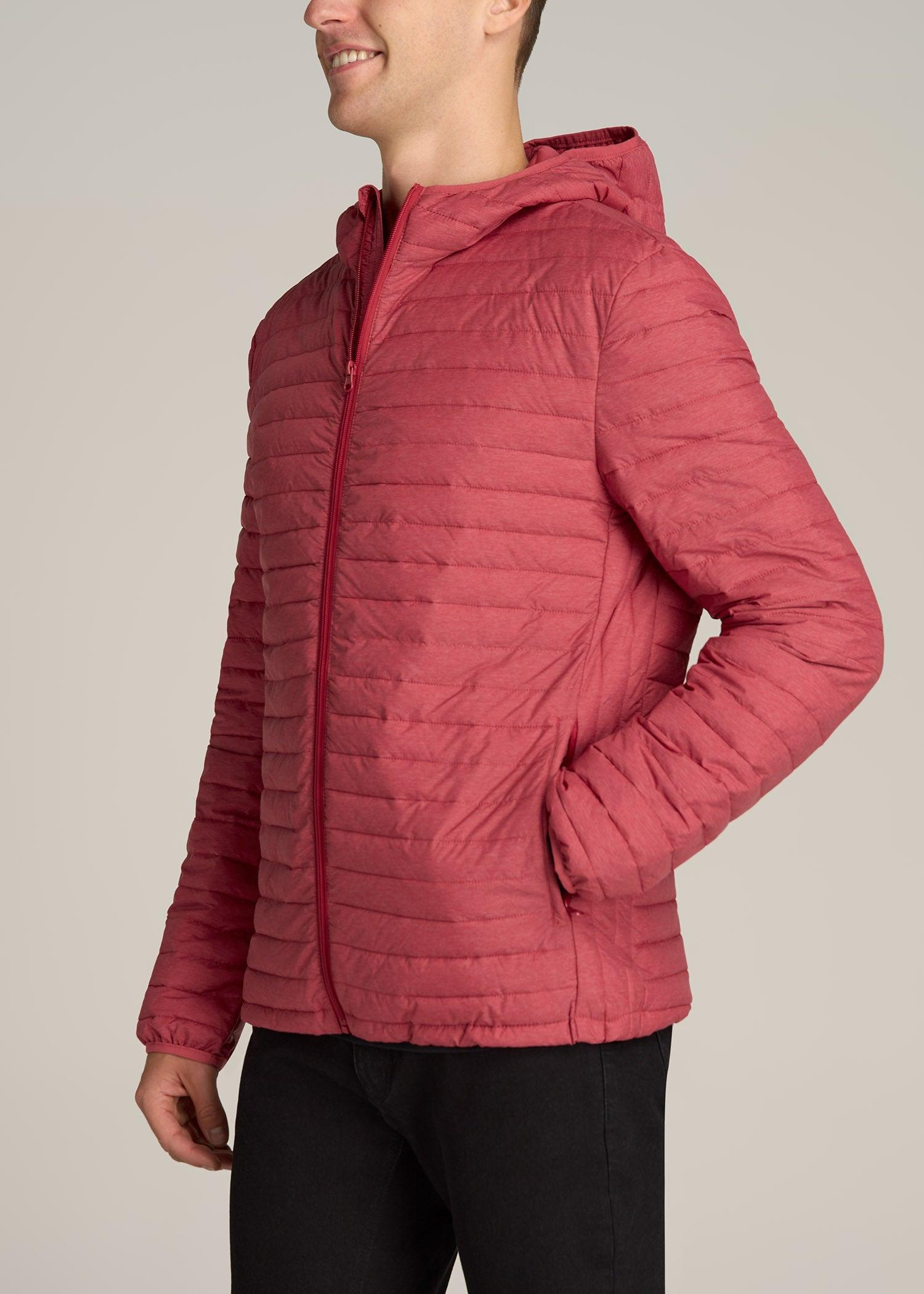 Tall Men's Packable Puffer Jacket in Red Space Dye Male Product Image