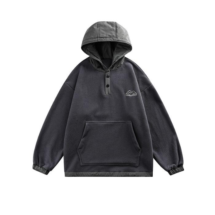 Embroidered Two Tone Fleece Oversized Hoodie Product Image