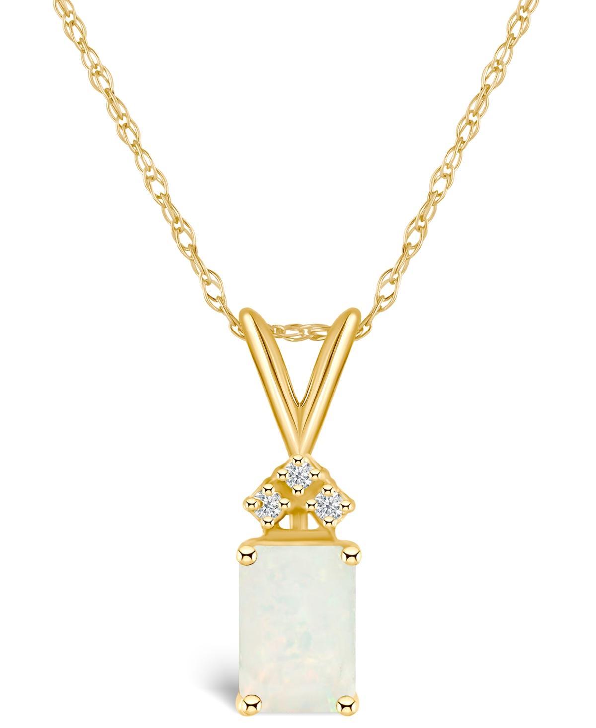 Belk & Co 14K Gold 7X5 Emerald Cut Opal Diamond Accent Pendant Product Image