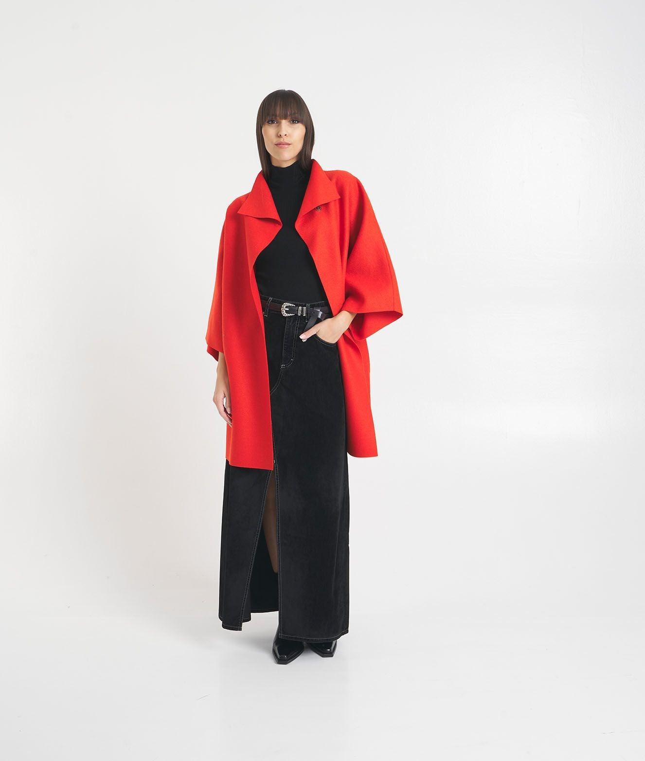 Cappotto kimono in lana pressata Female Product Image