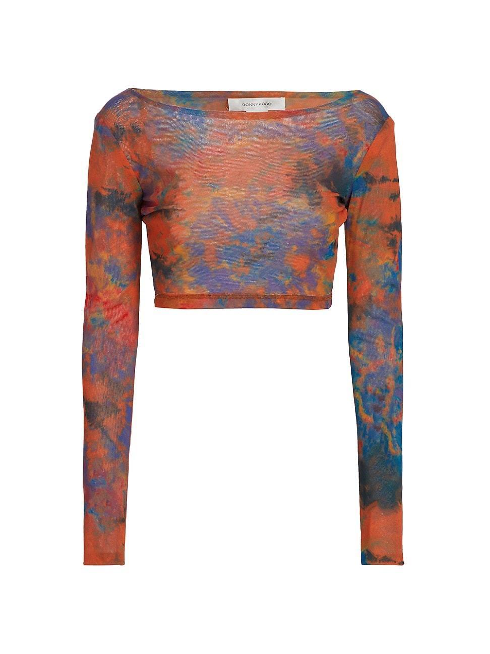 Womens Vera Long-Sleeve Mesh Crop Top Product Image