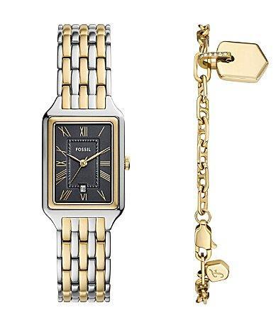 Fossil Womens Raquel Three-Hand Two-Tone Stainless Steel Bracelet Watch and Bracelet Set Product Image