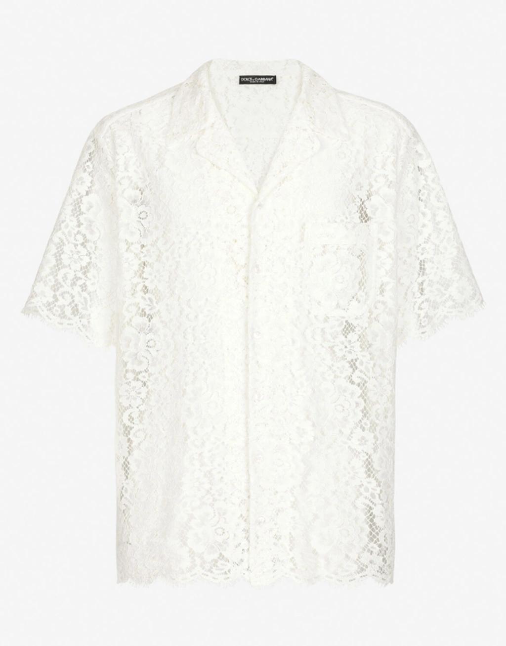 Lace Hawaiian Shirt In White Product Image