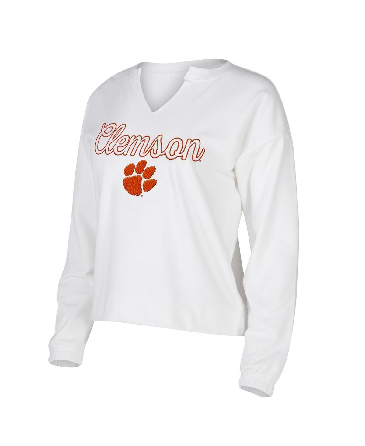 Womens Concepts Sport White Clemson Tigers SiennaNotch Neck Long Sleeve T-shirt product image