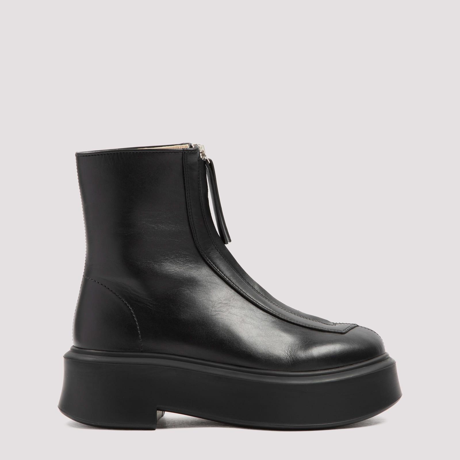 Black Zipped Leather Boots Product Image