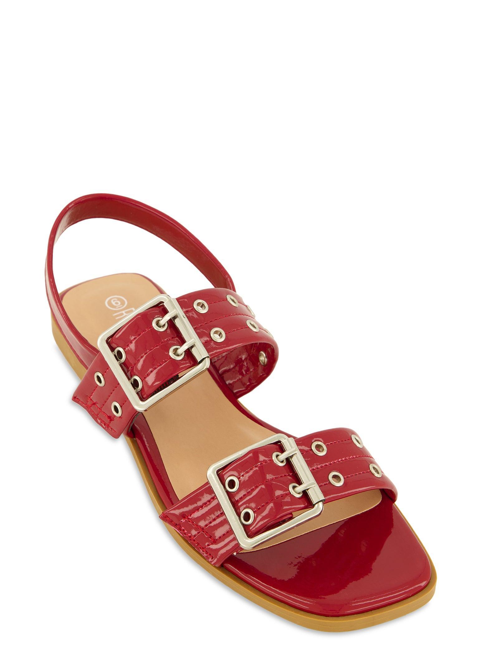 Womens Double Buckle Band Ankle Strap Sandals Product Image