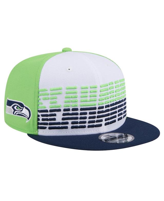 New Era Mens White/College Navy Seattle Seahawks Throwback Space 9FIFTY Snapback Hat - White Product Image