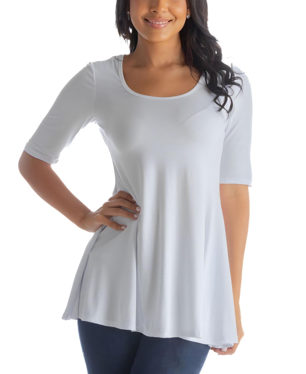 24seven Comfort Apparel Womens Elbow Sleeve Swing Tunic Top Product Image