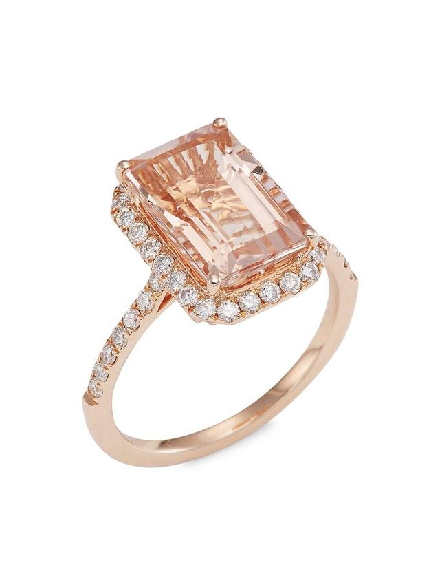 Womens 14K Rose Gold, Morganite & Diamond Ring Product Image