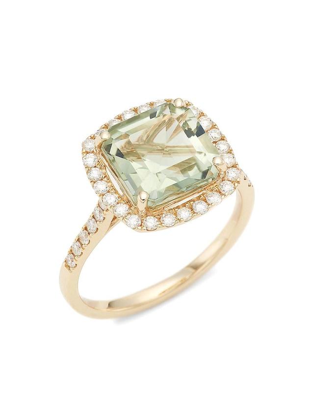 Womens 14K Gold, Diamond & Green Amethyst Ring Product Image