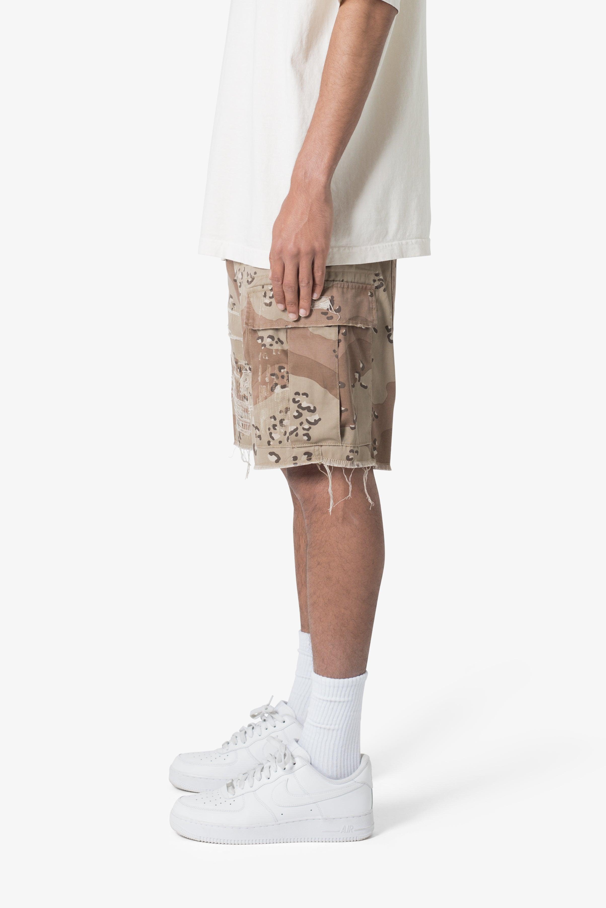 Distressed Cargo Shorts - Desert Camo Product Image