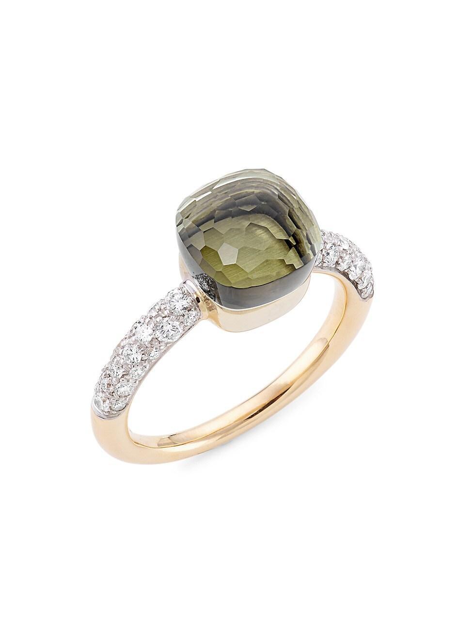 Womens Nudo Petit Prasiolite, Diamond, 18K White Gold & 18K Rose Gold Ring Product Image