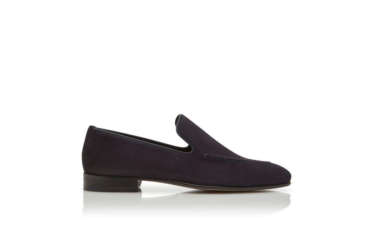 TRURO Navy Blue Suede Loafers  Product Image