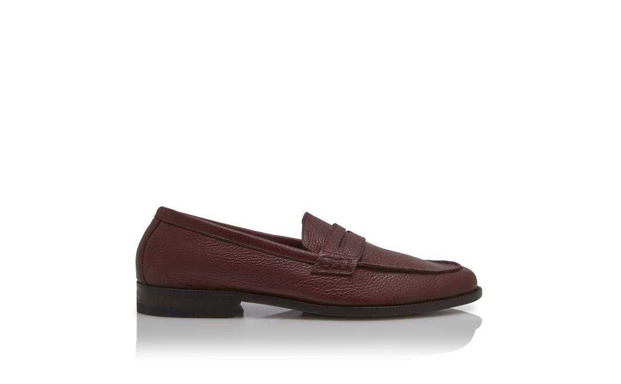 PERRY Dark Red Calf Leather Penny Loafers Product Image