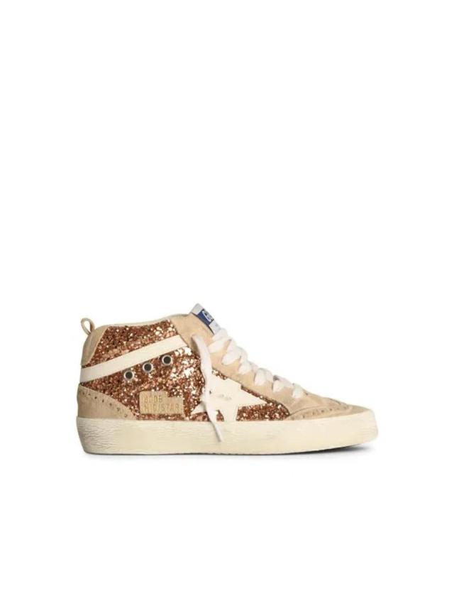 Mid Star High-top Glittered Sneakers In Pink Product Image