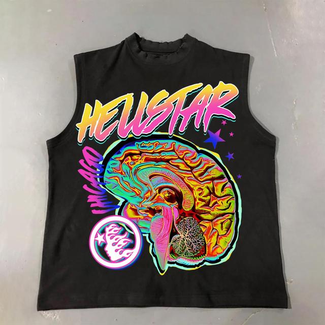 Street Hellstar Fun Color Brain Graphic Print Cotton Tank Top Product Image