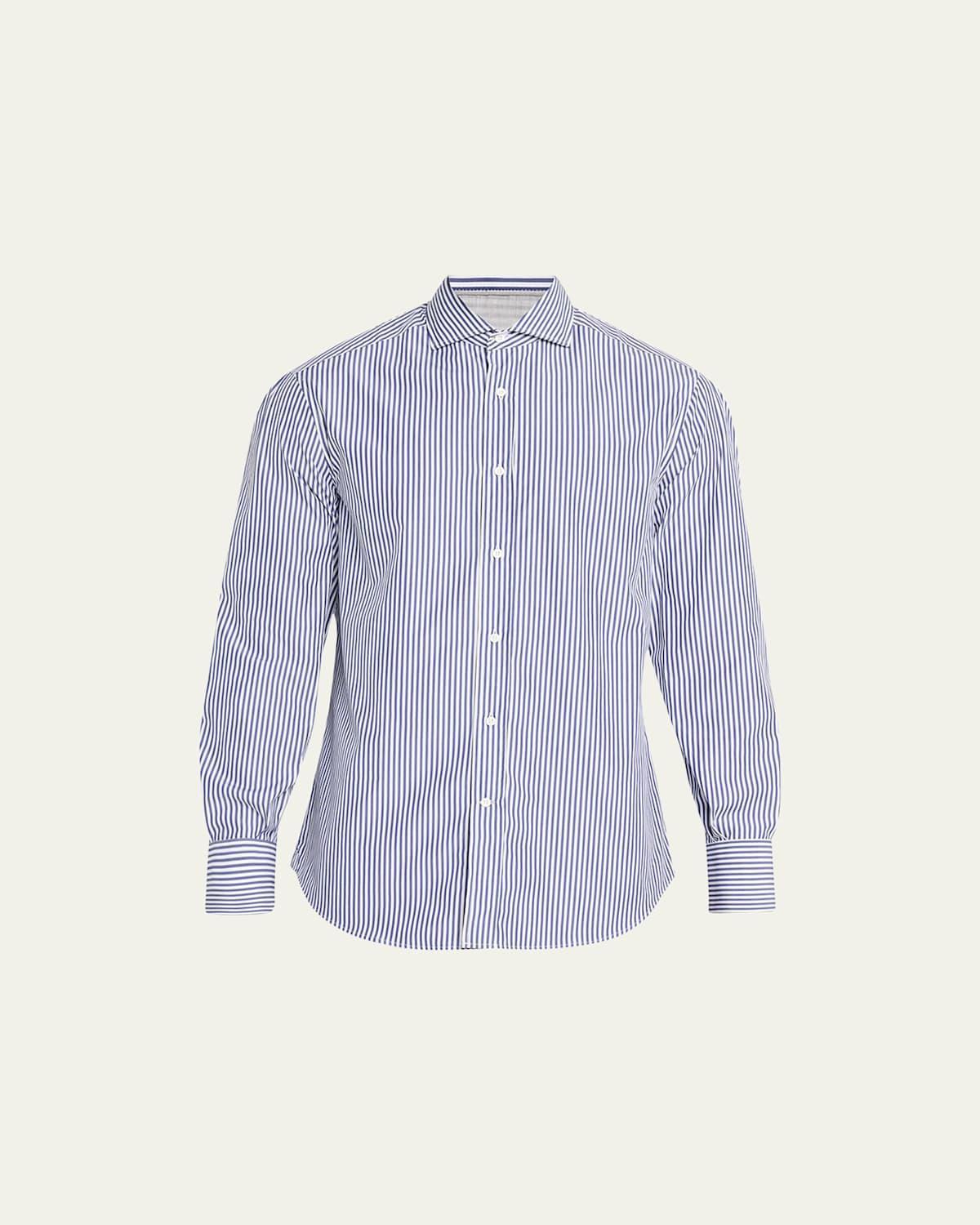 Mens Cotton Pinstripe Sport Shirt Product Image