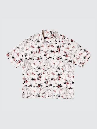 Mens Open Collar Shirt Short Sleeve Japanese Auspicious Symbol Print White Medium UNIQLO US Product Image