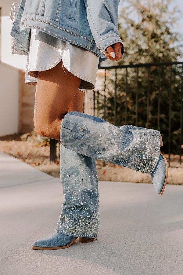 The Salute Embellished Denim Cowboy Boot product image