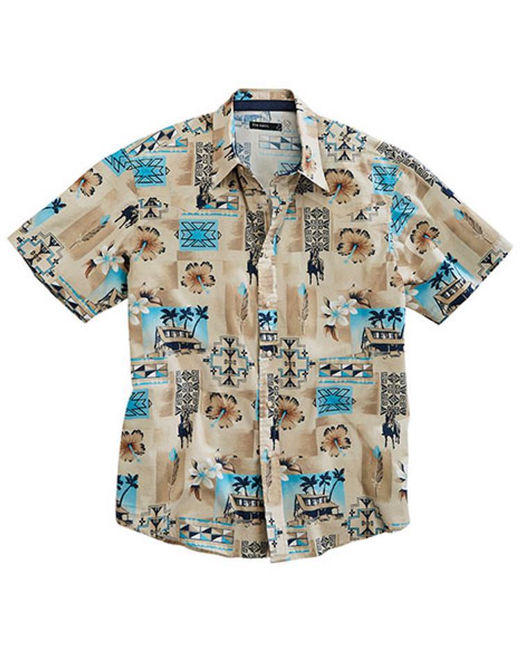 Tin Haul® Men's S/S Hawaiian Tiki Print Snap Shirt Product Image