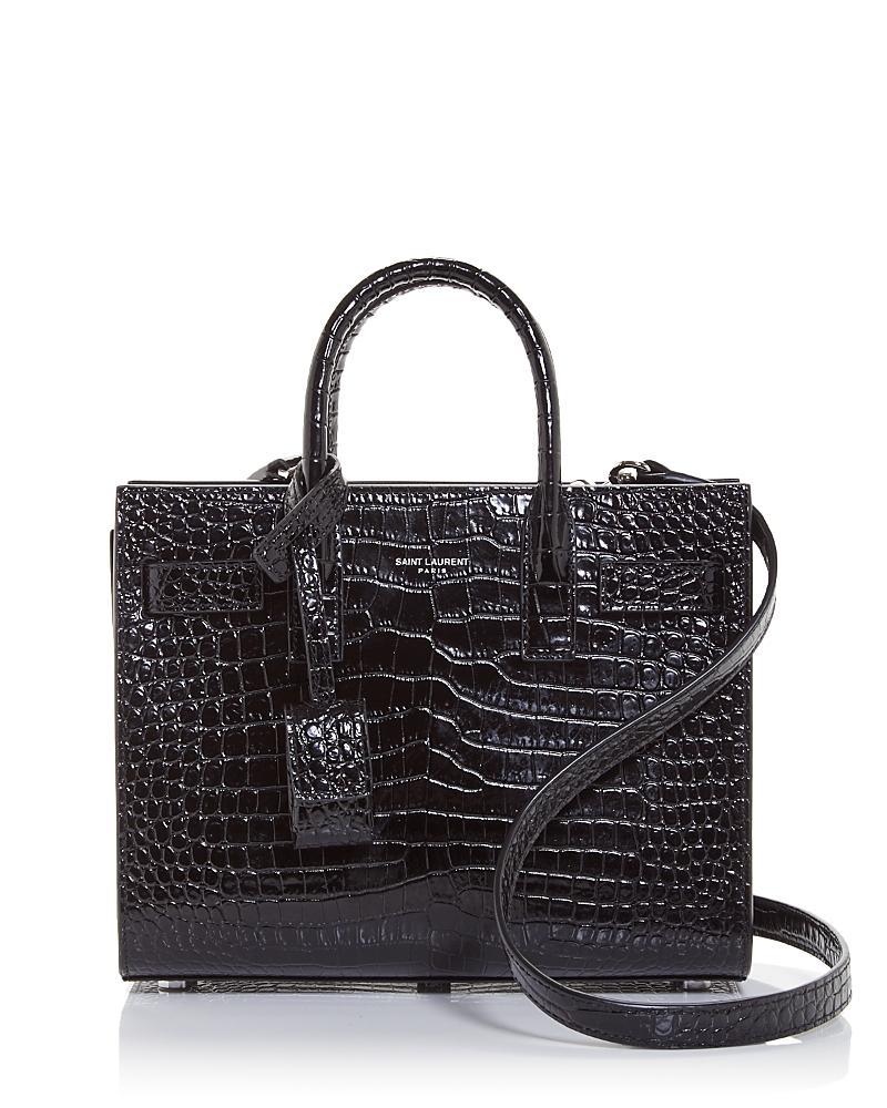 Womens Sac De Jour Nano Top Handle Bag In Embossed Crocodile Shiny Leather Product Image