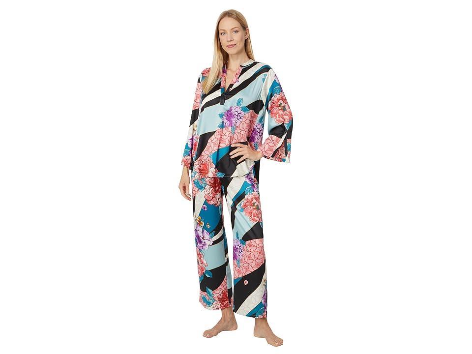 N by Natori Winter Peony Pajama Set (Teal) Women's Pajama Sets Product Image