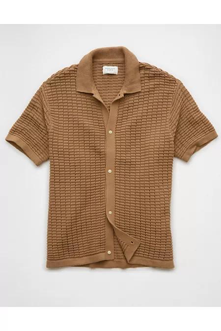 AE Textured Button-Up Sweater Polo Shirt Men's Product Image