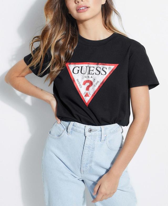 Guess Womens Classic Fit Organic Cotton Logo T-Shirt Product Image