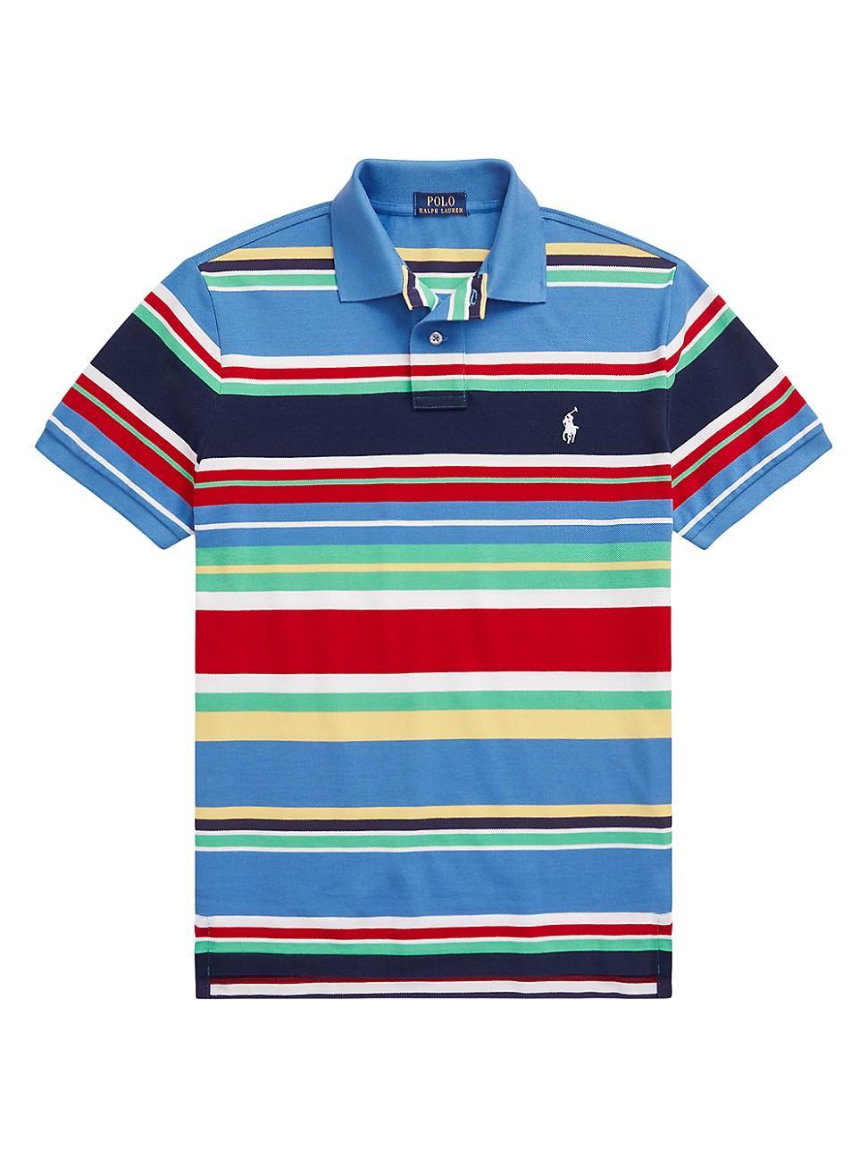 Mens Striped Cotton Polo Shirt Product Image