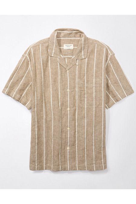 AE Linen-Blend Striped Button-Up Poolside Shirt Mens Product Image