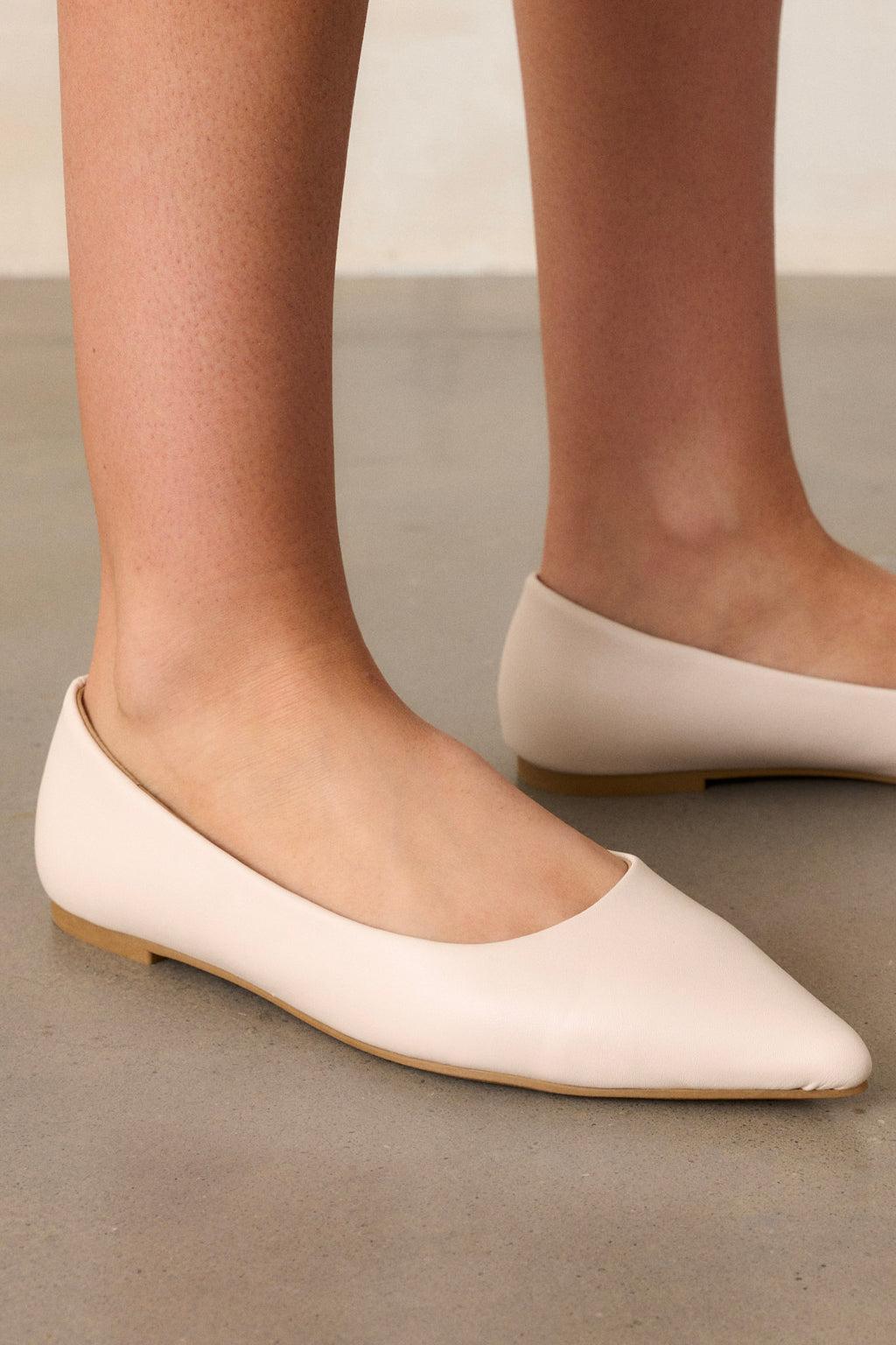 Look Impressed Ivory Pointed-Toe Ballet Flats Product Image