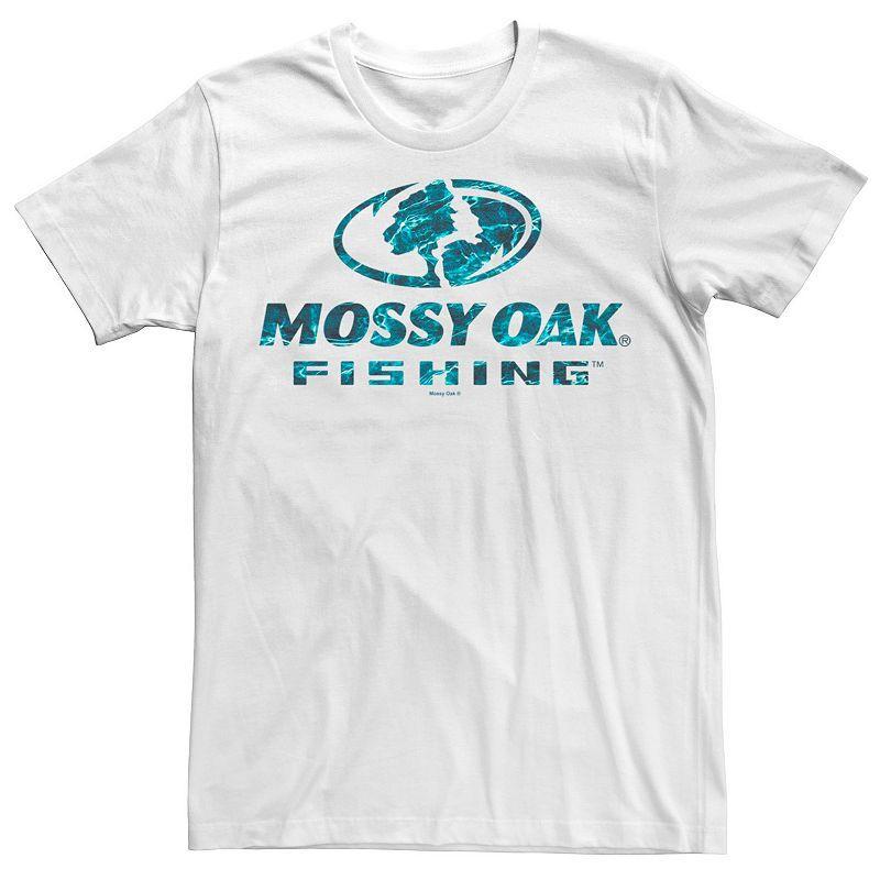 Mens Mossy Oak Fishing Blue Water Surface Logo Graphic Tee Athletic Grey Product Image