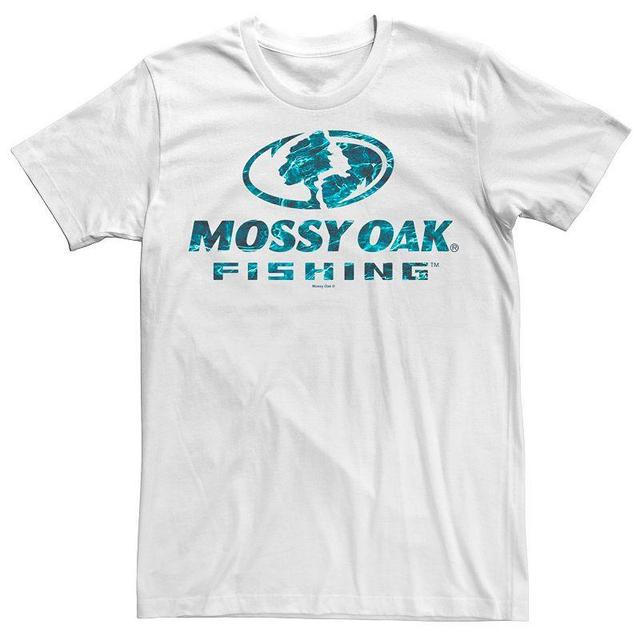 Mens Mossy Oak Fishing Blue Water Surface Logo Graphic Tee Athletic Grey Product Image